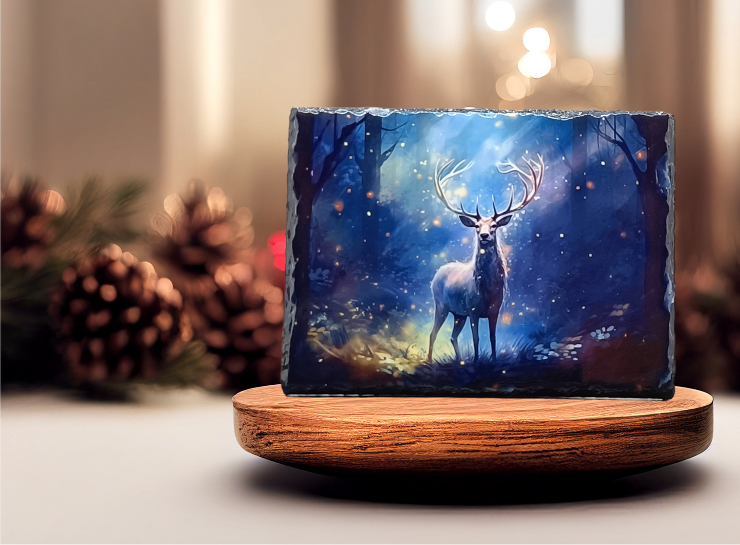 Mystical Blue Stag Slate Art