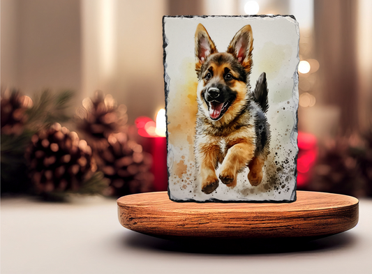 German Shepard Puppy Slate Art