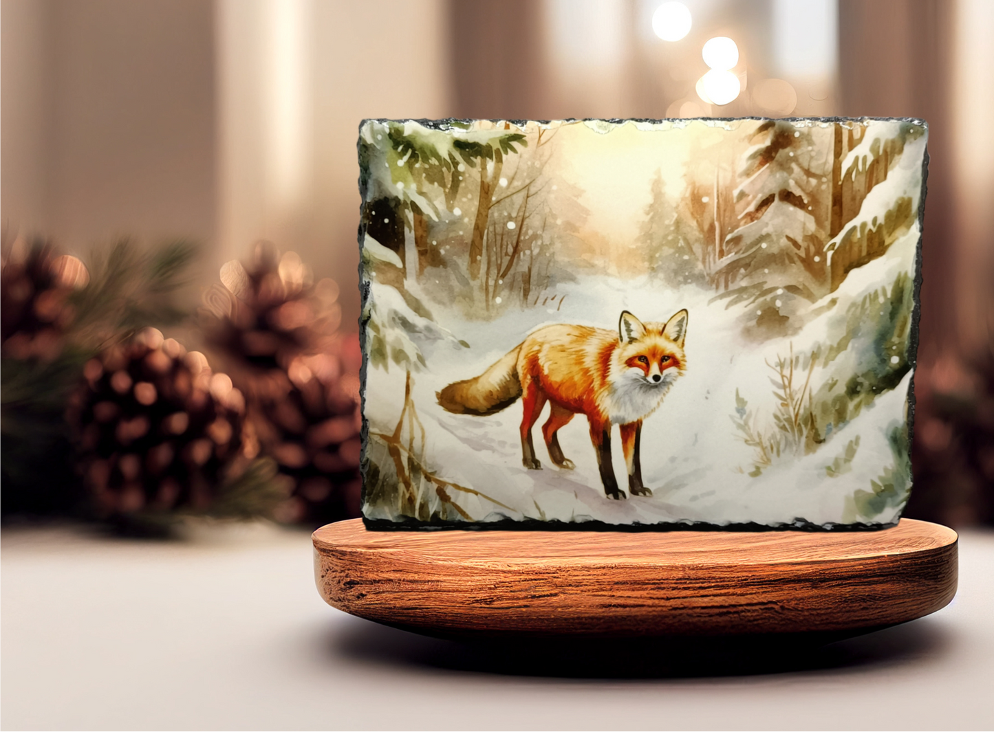 Winter Fox Slate Art