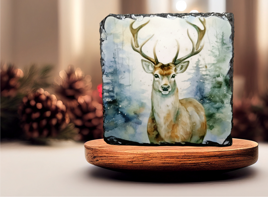 Winter Stag Slate Art