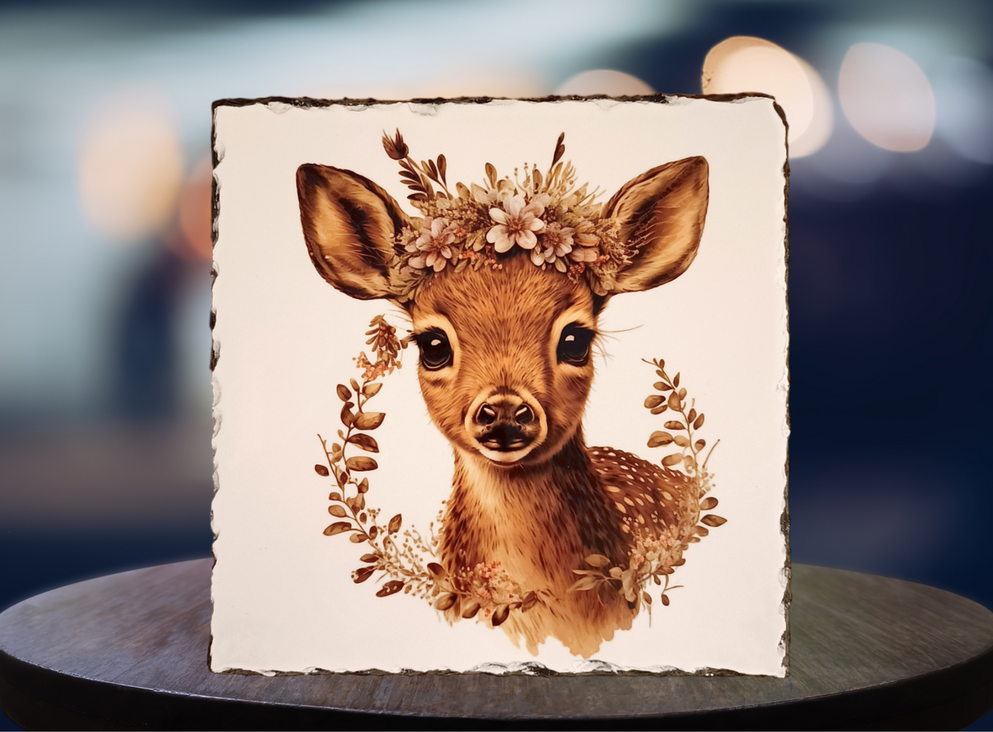 Baby Deer With Flower Crown Slate Art