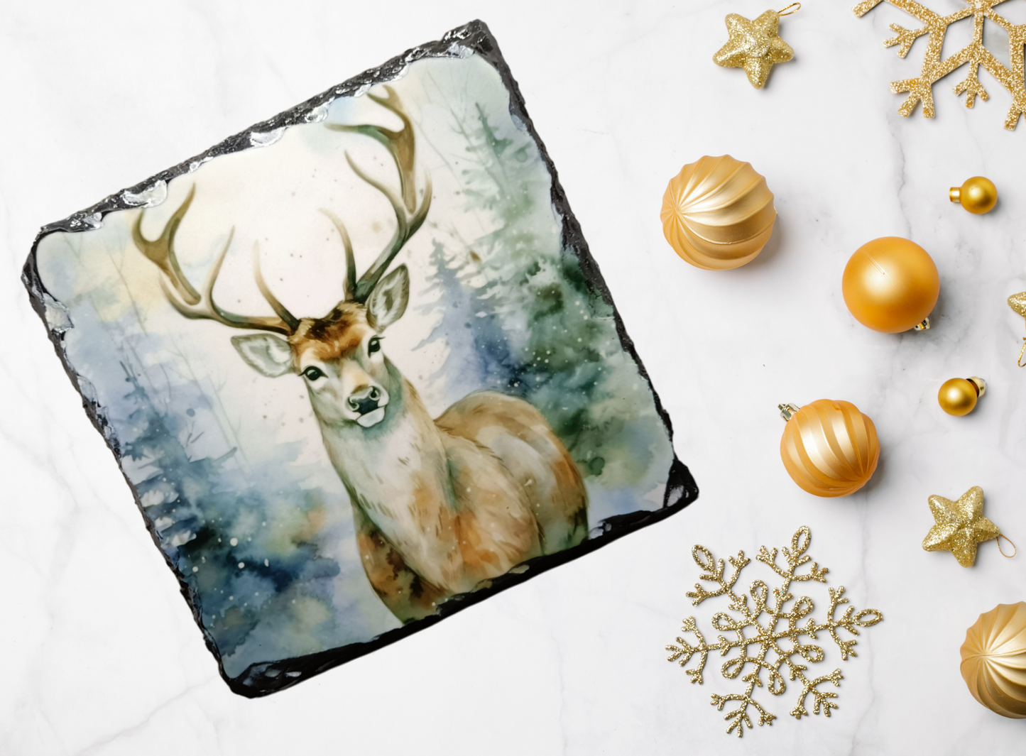 Winter Stag Slate Art