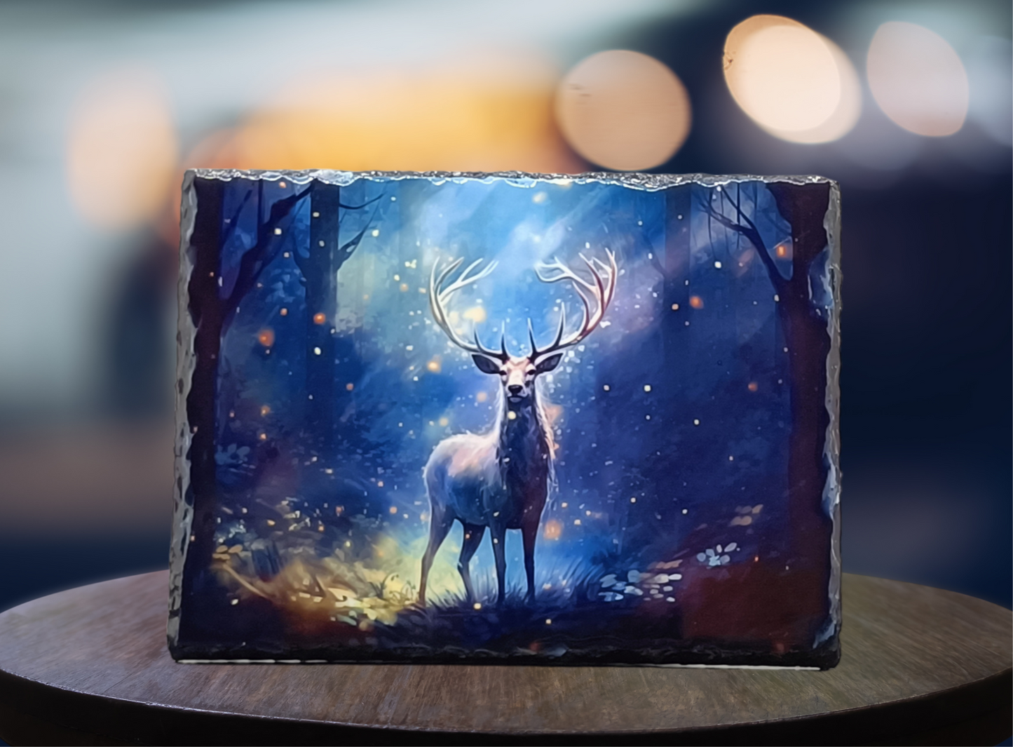 Mystical Blue Stag Slate Art