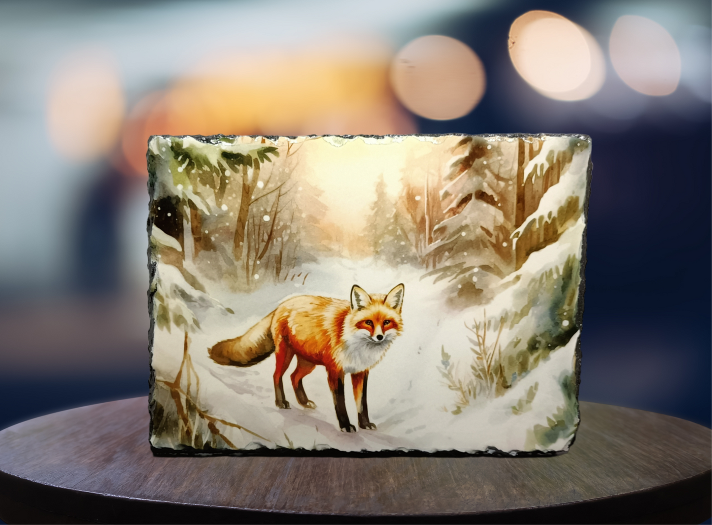 Winter Fox Slate Art