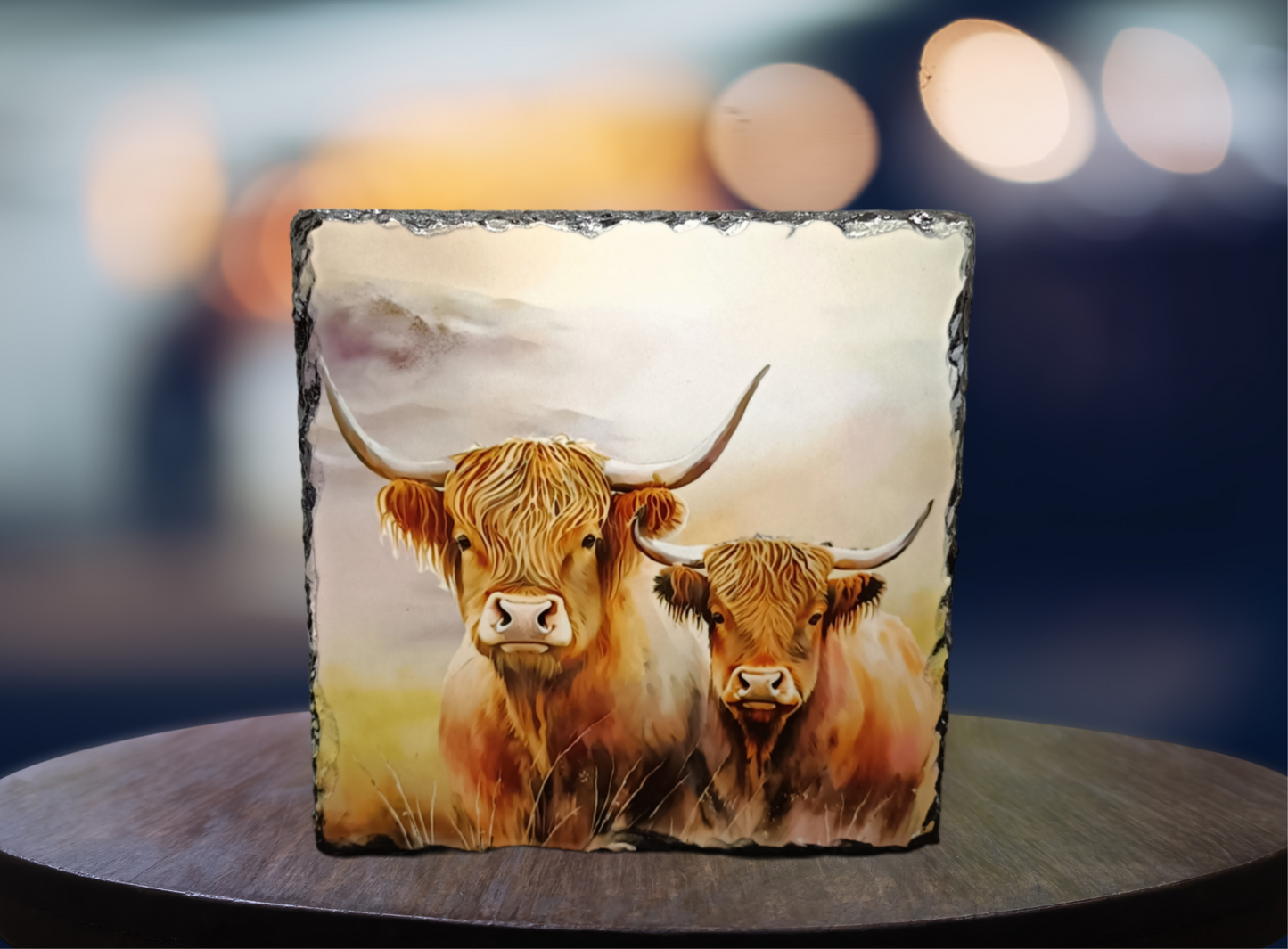 Watercolour Cows In Field Slate Art