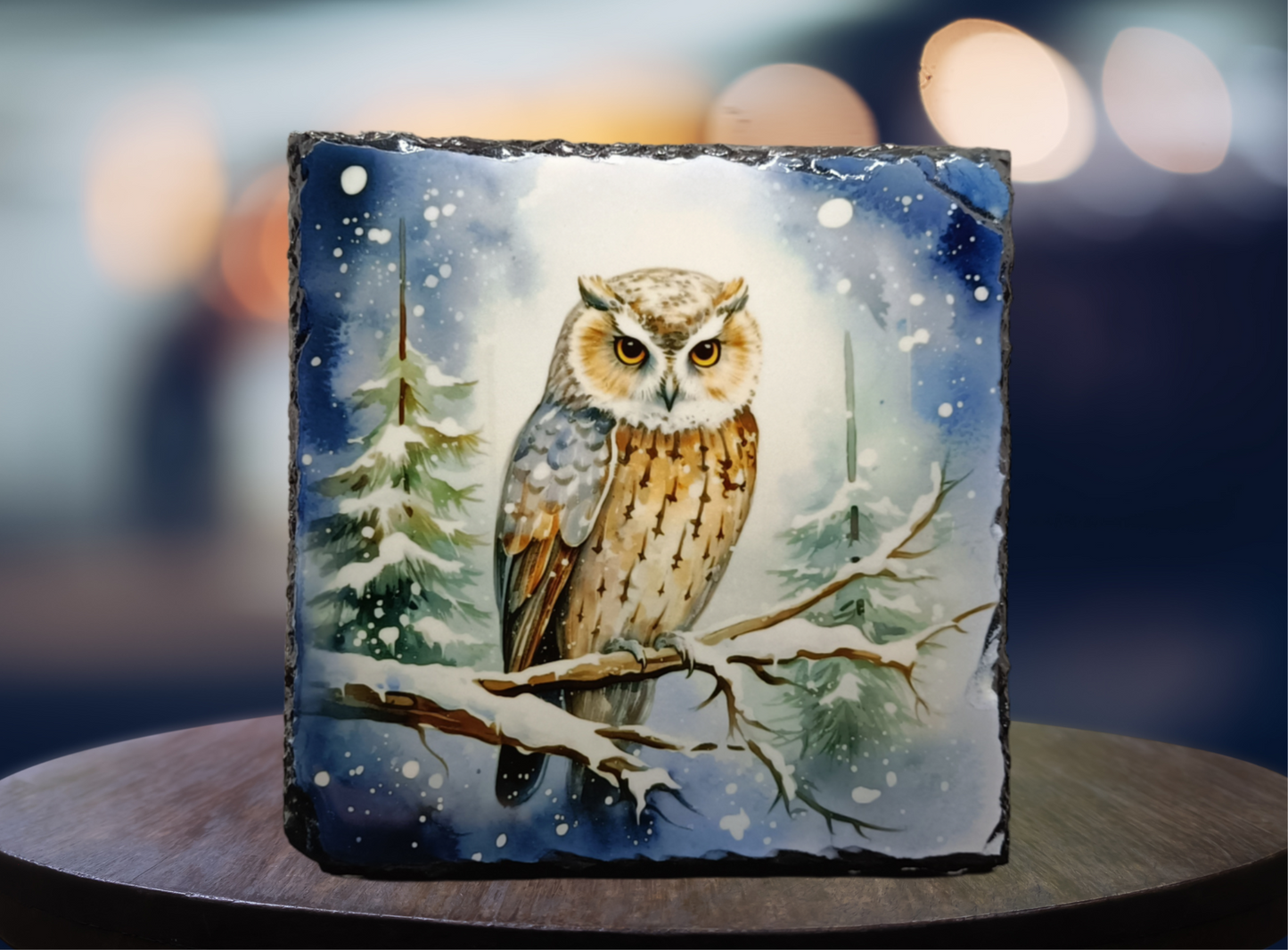 Blue Owl Square Slate Art