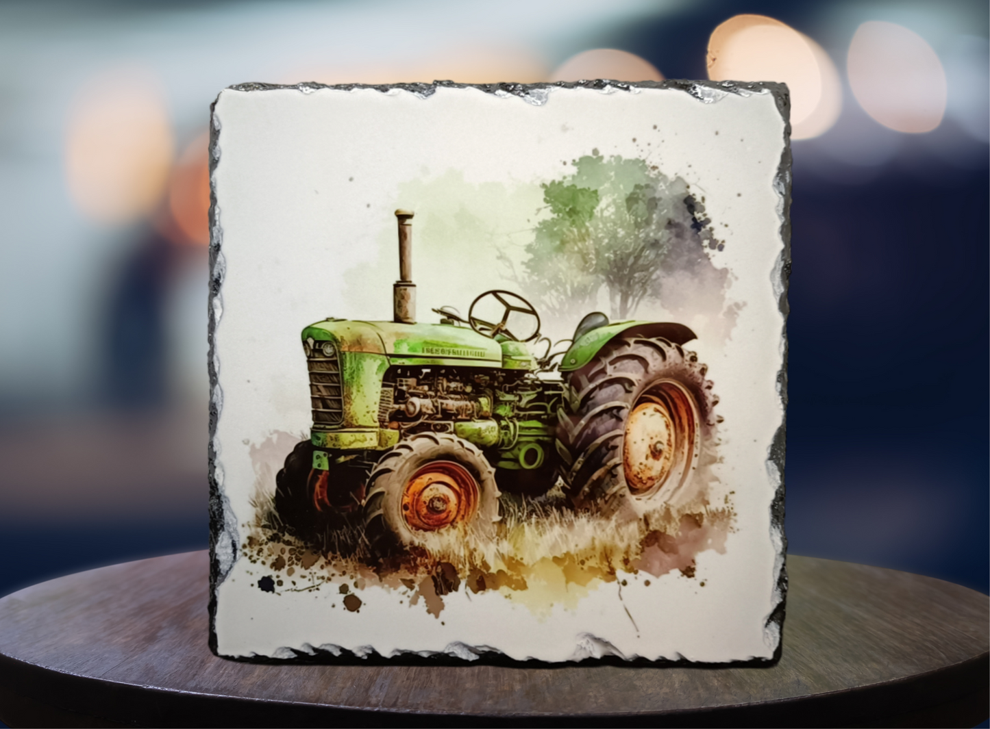 Green Tractor Slate Art