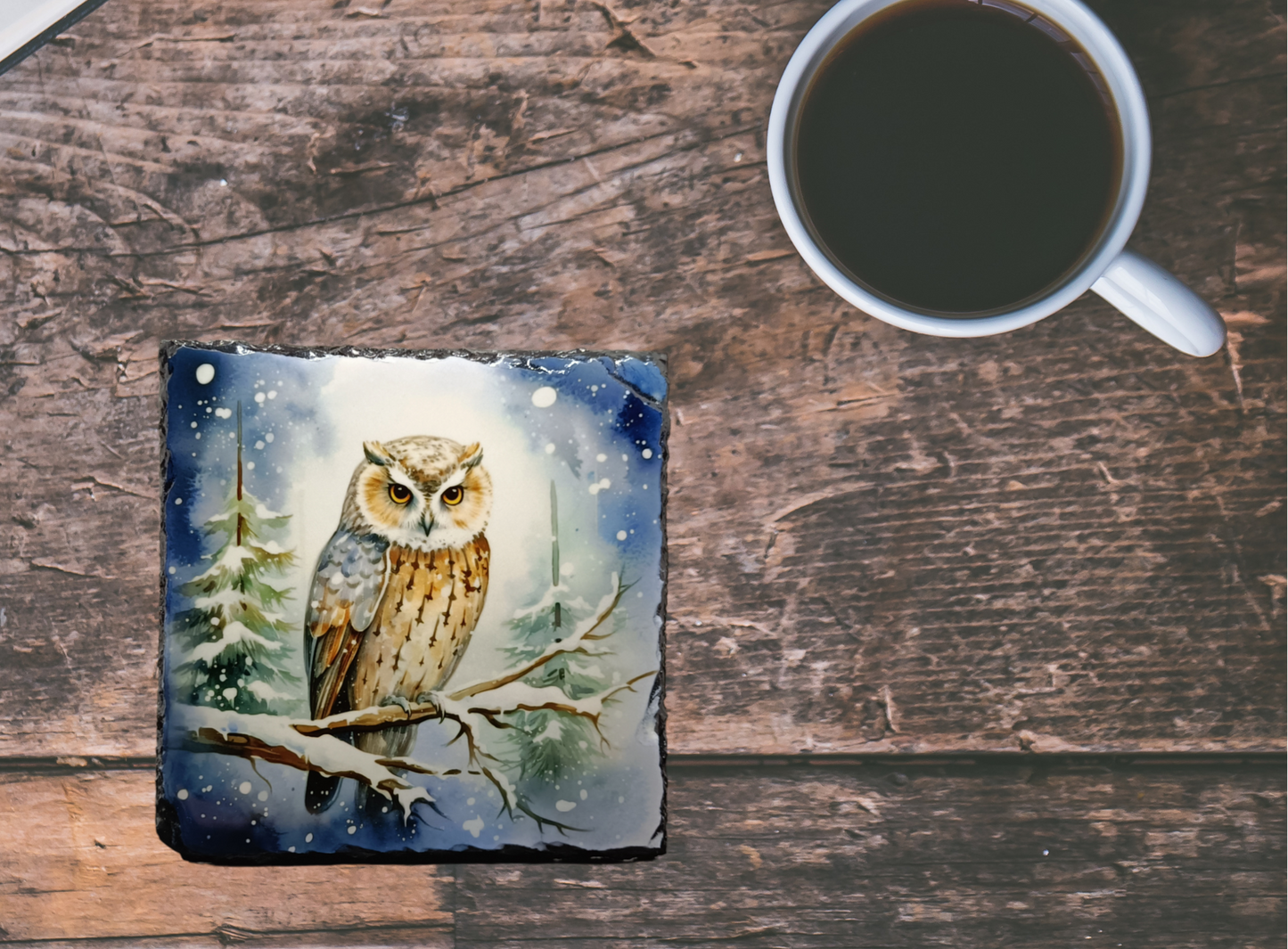 Blue Owl Slate Coaster