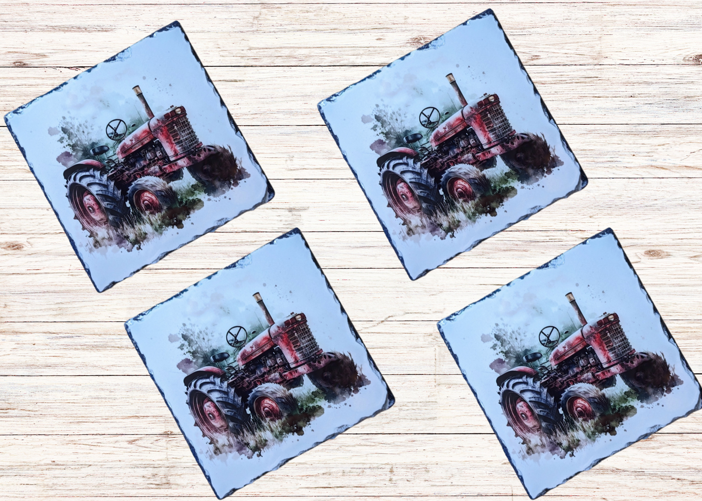 Red Tractor Slate Coaster