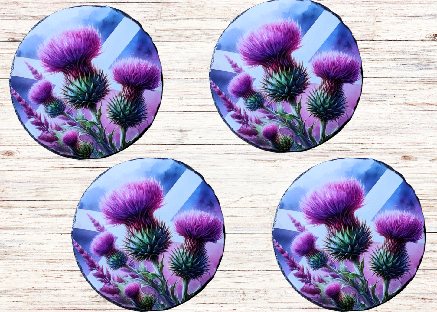 Scottish Fag Purple Thistle Slate Coaster