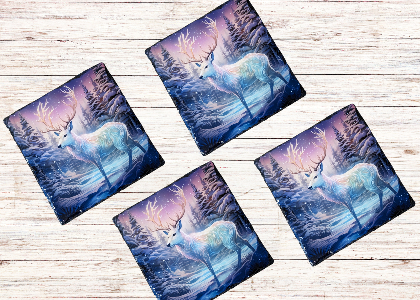 Neon Stag Slate Coaster