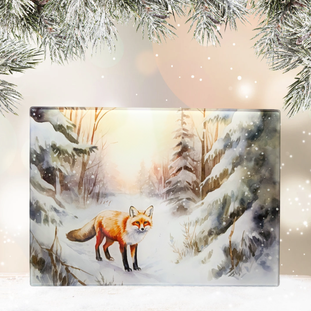 Winter Fox Glass Placemat