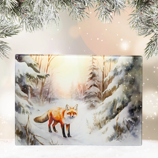 Winter Fox Glass Placemat