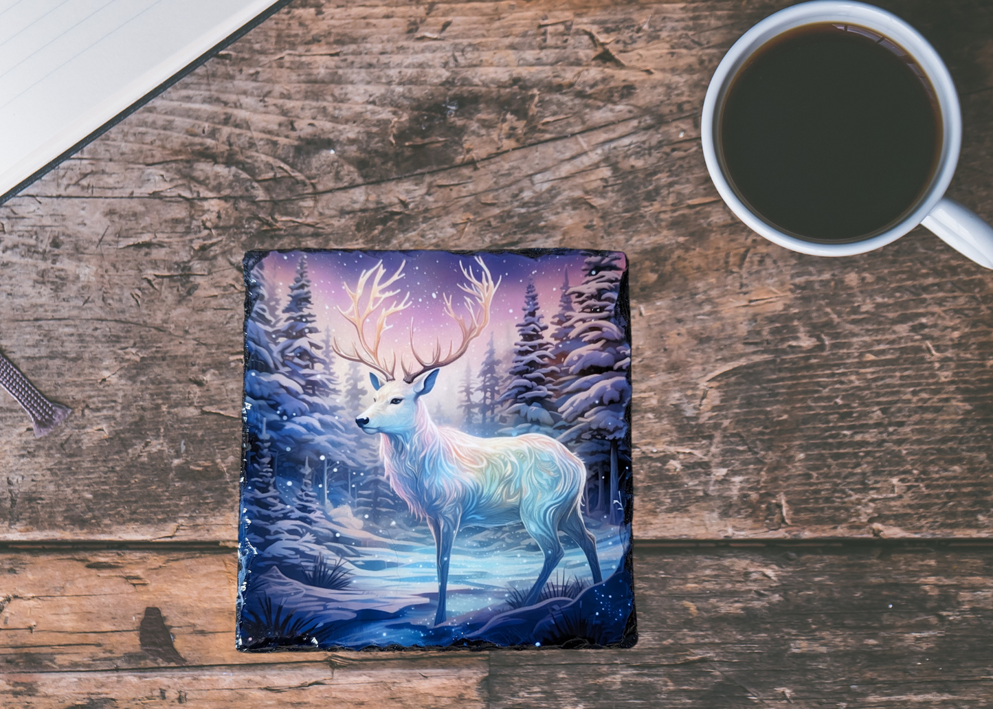 Neon Stag Slate Coaster