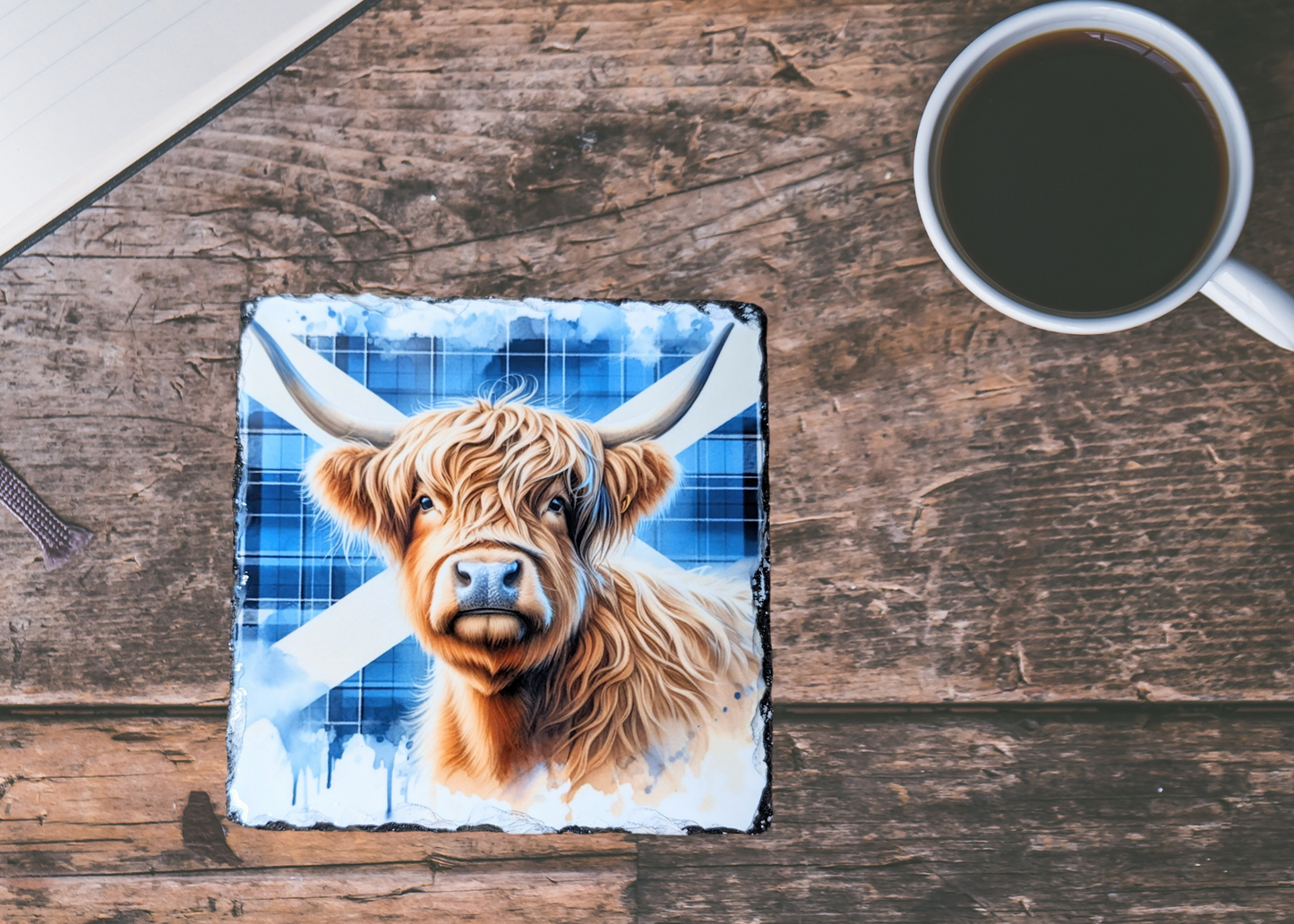 Scottish Highland Cow Slate Coaster