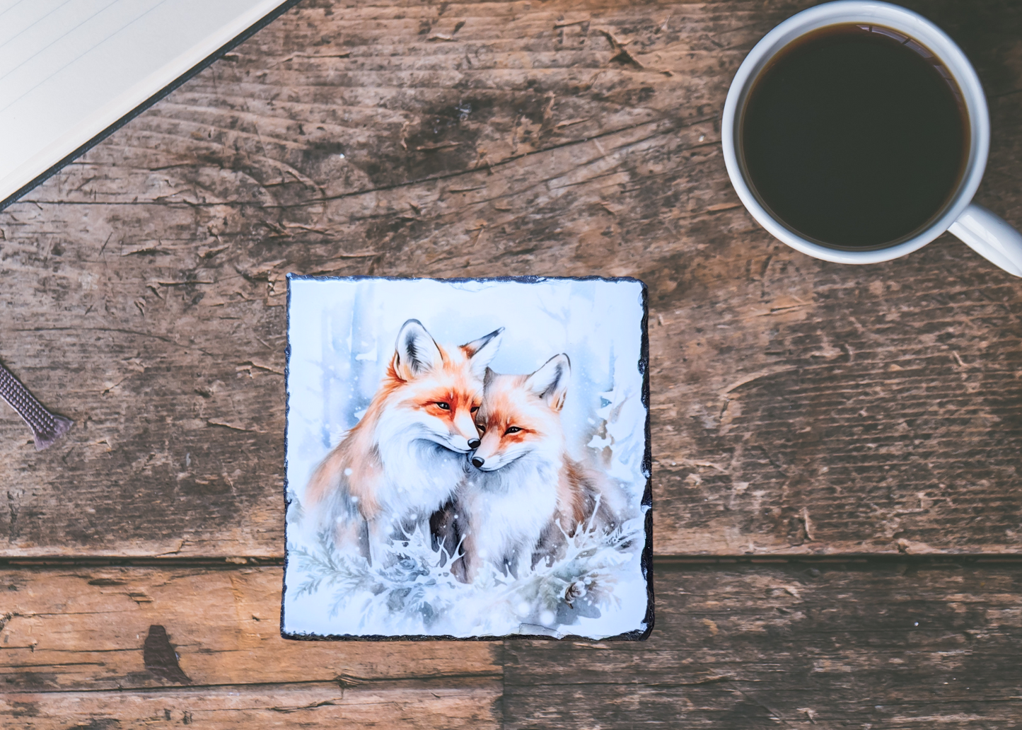 Foxes Slate Coaster