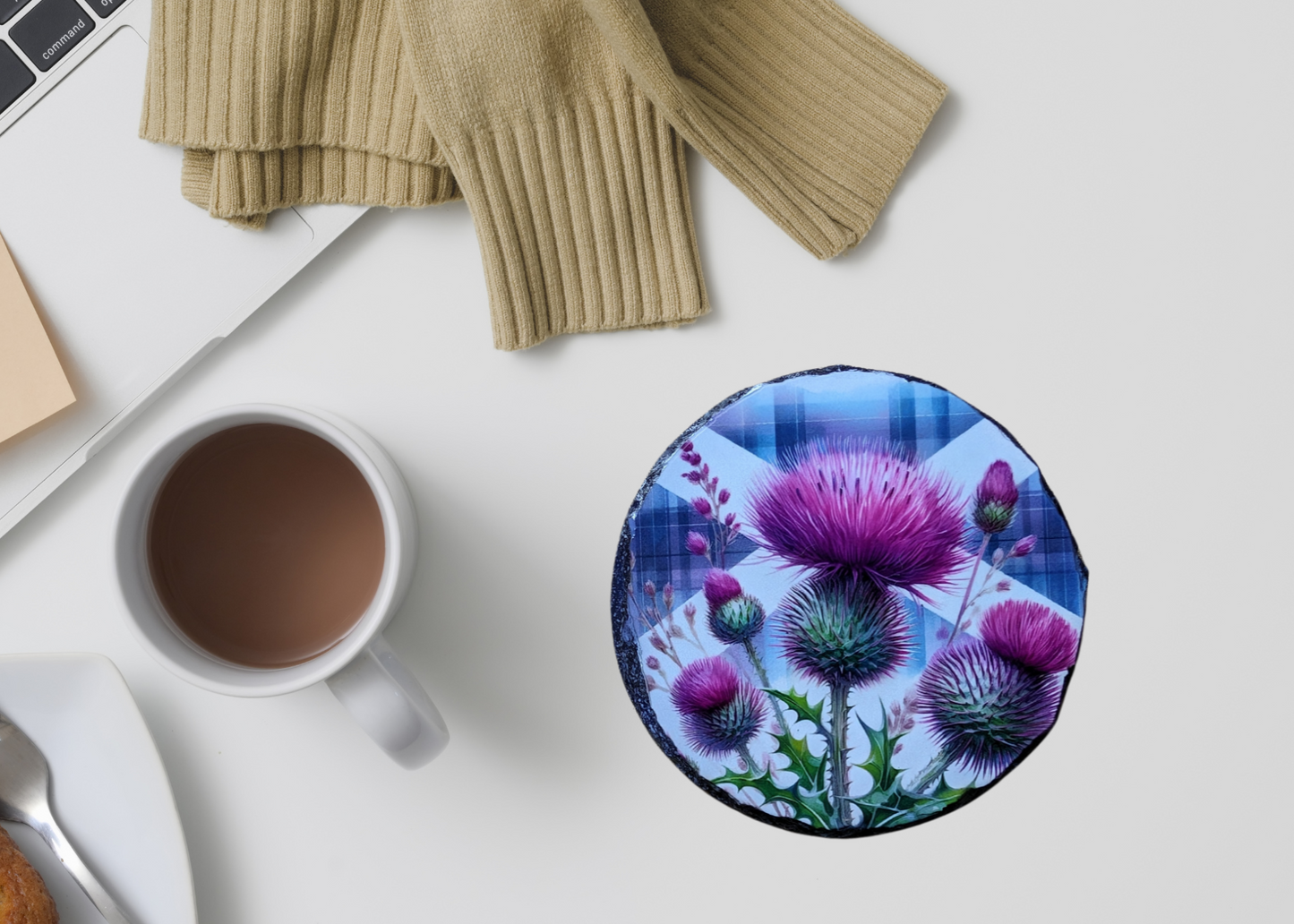 Scottish Purple Thistle Slate Coaster