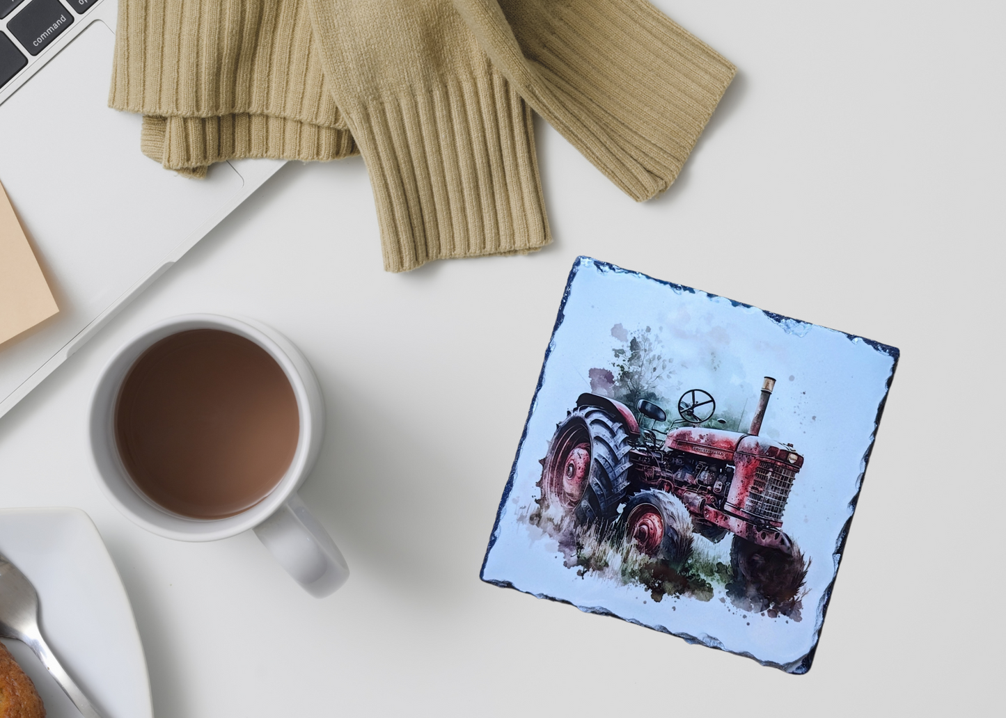 Red Tractor Slate Coaster