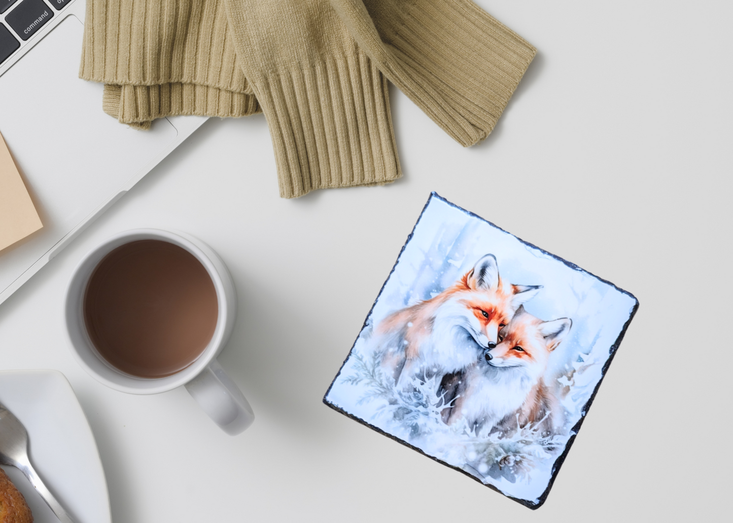 Foxes Slate Coaster