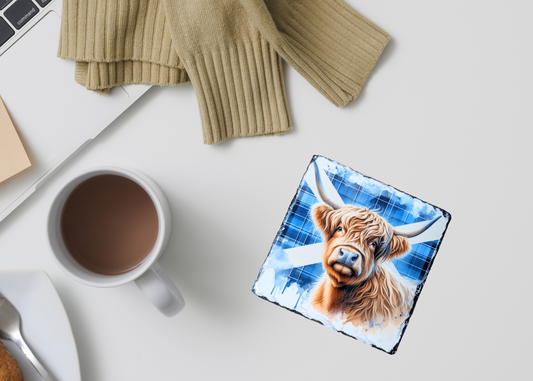 Scottish Highland Cow Slate Coaster