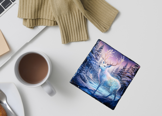 Neon Stag Slate Coaster