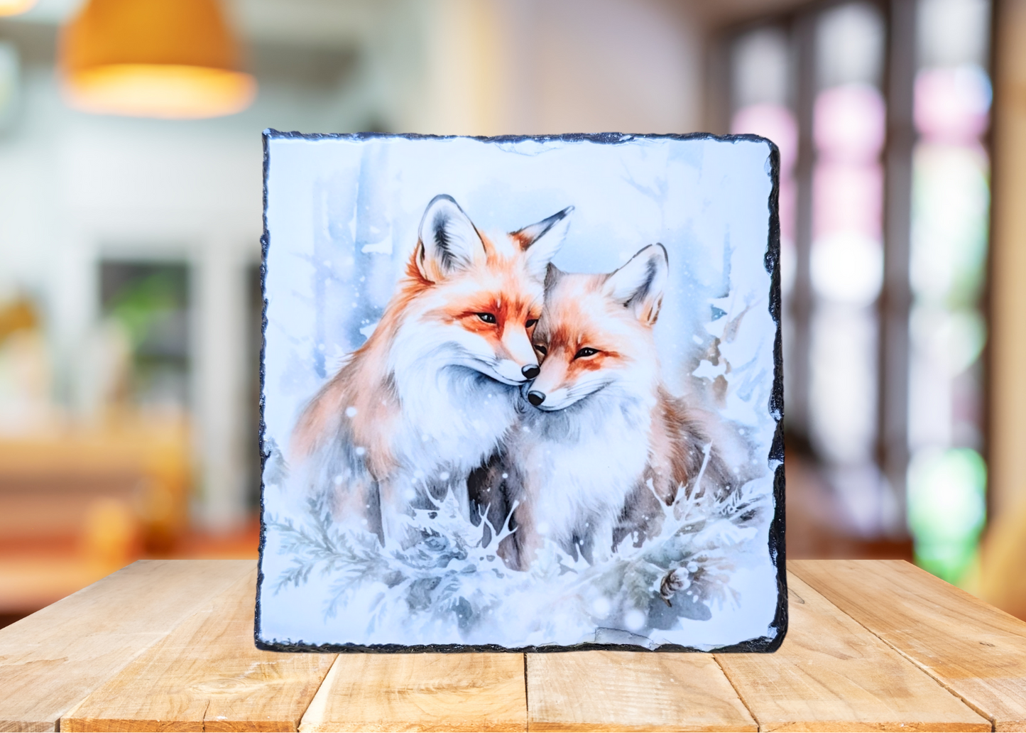 Foxes Slate Art