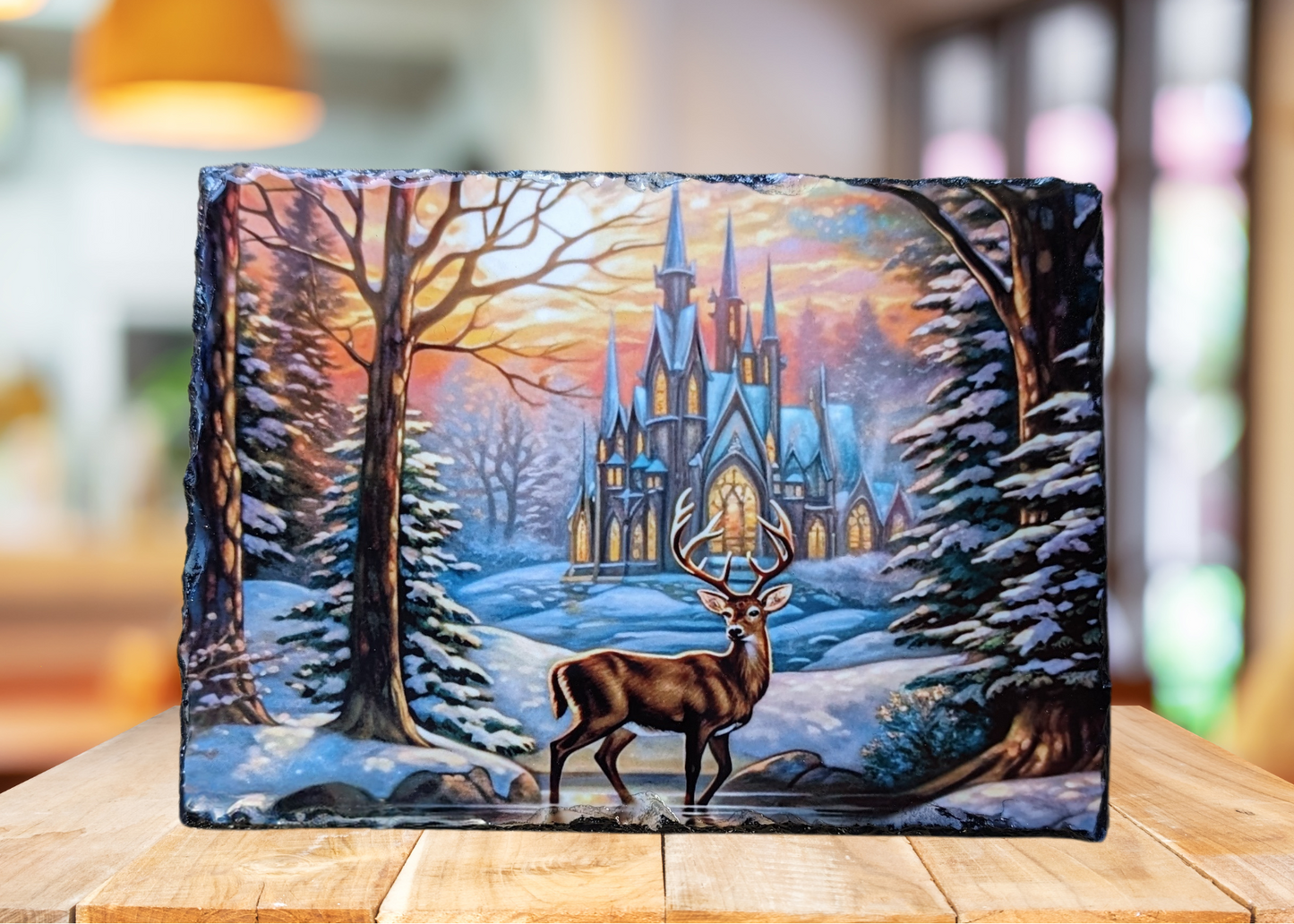 Castle Stag Landscape Slate Art