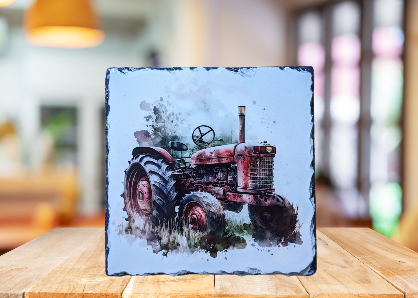 Red Tractor Slate Art