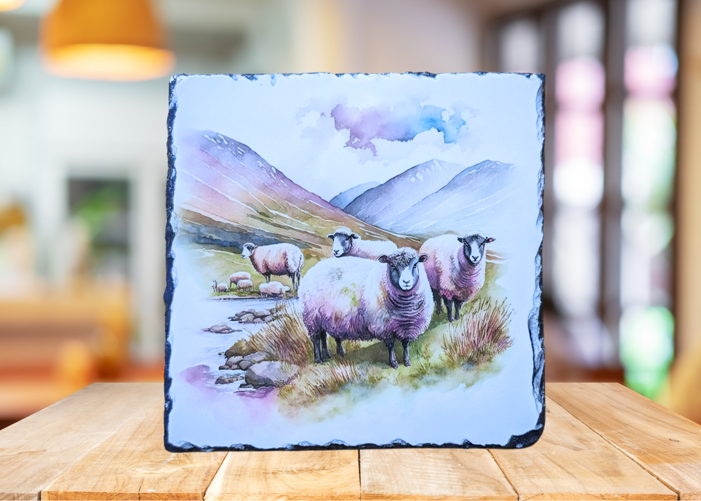 Watercolour Sheep Slate Art