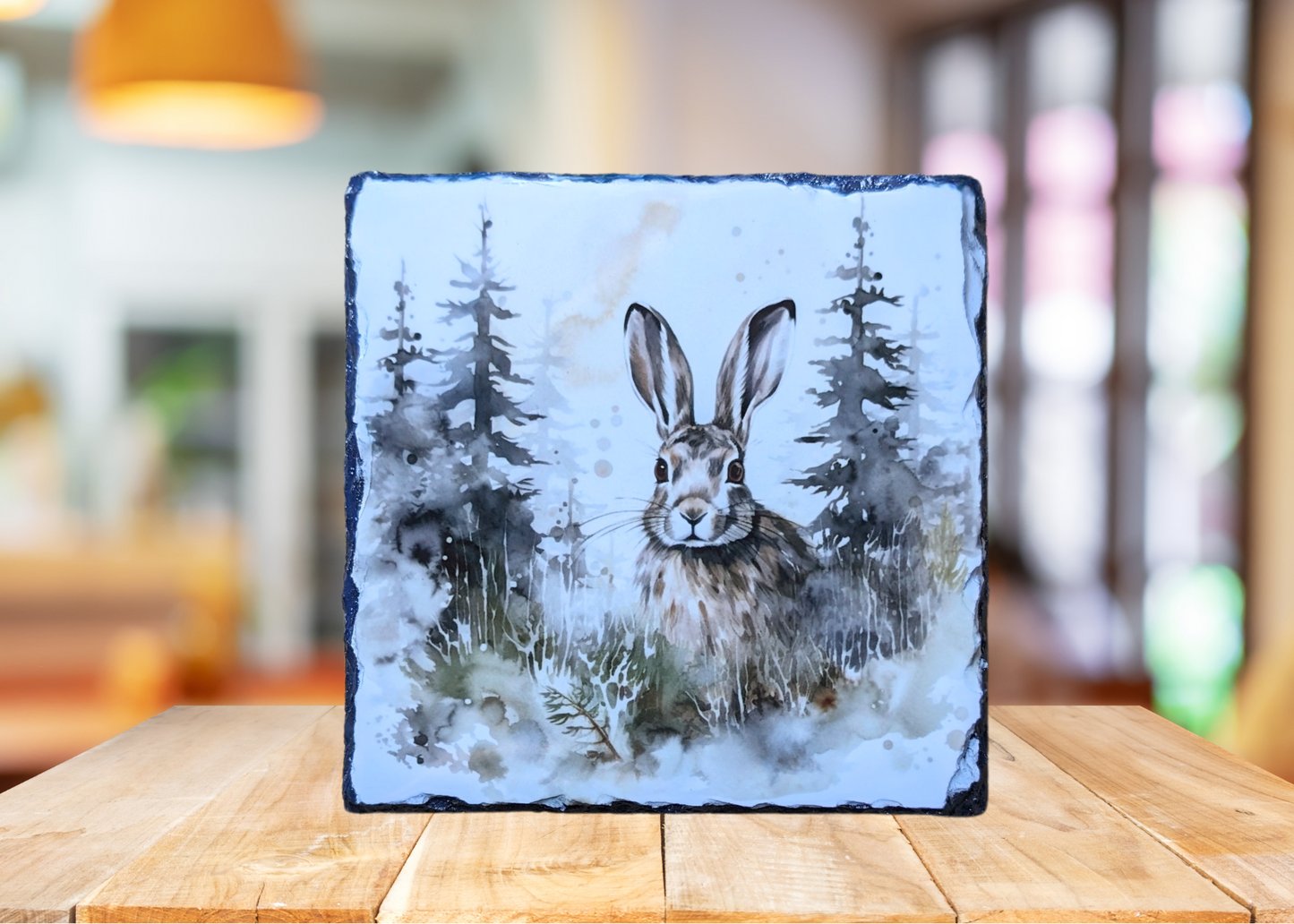 Hare In Woods Slate Art