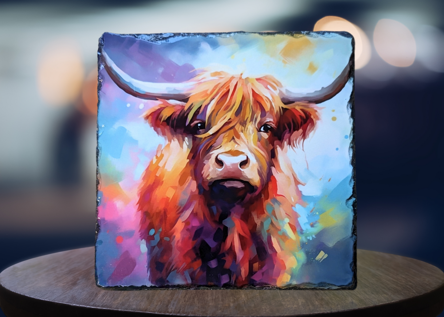 Watercolour Cow Slate Art