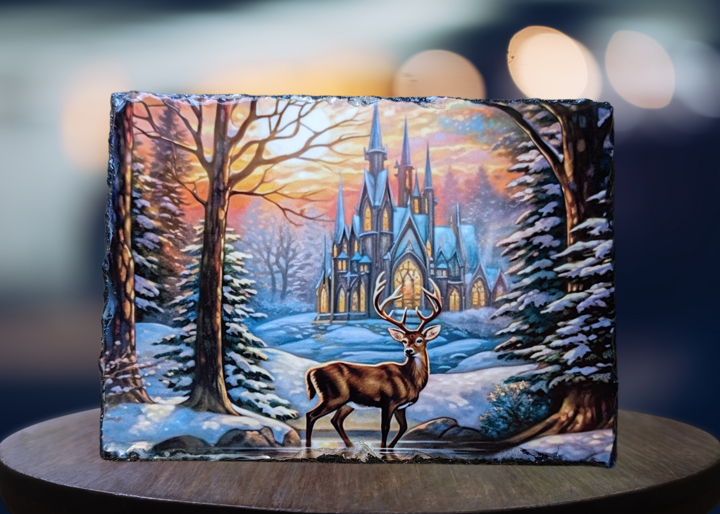 Castle Stag Landscape Slate Art