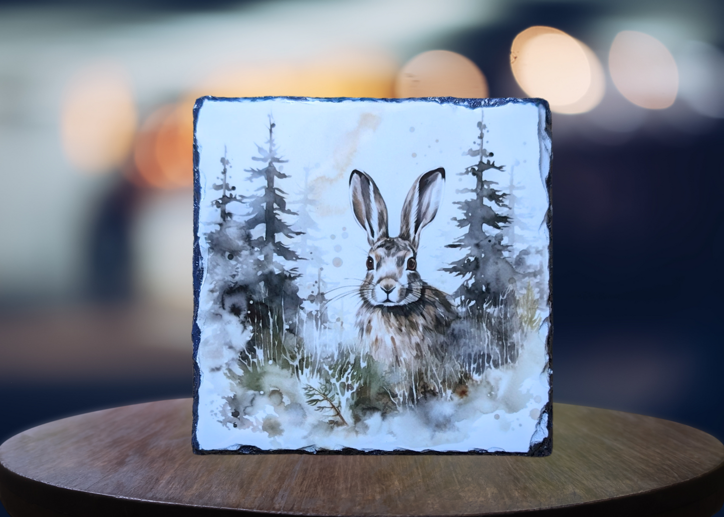 Hare In Woods Slate Art