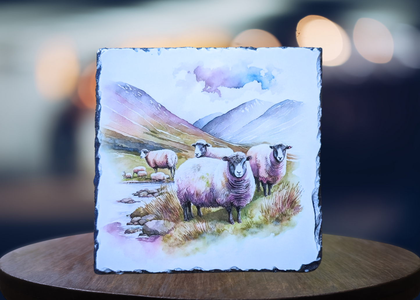 Watercolour Sheep Slate Art