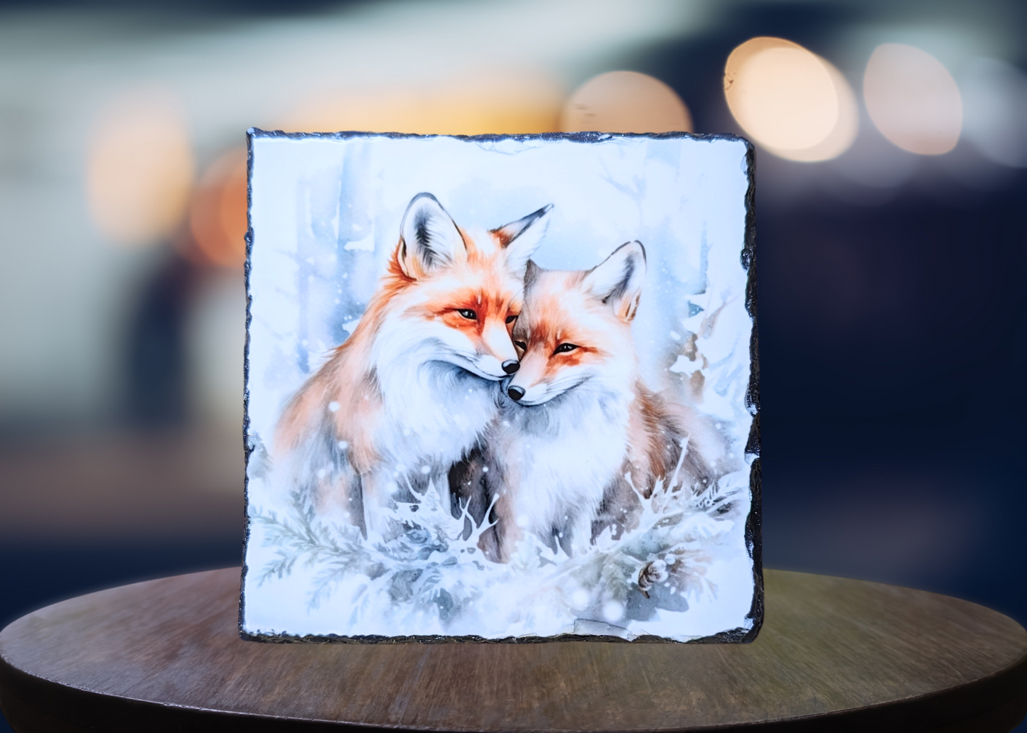 Foxes Slate Art