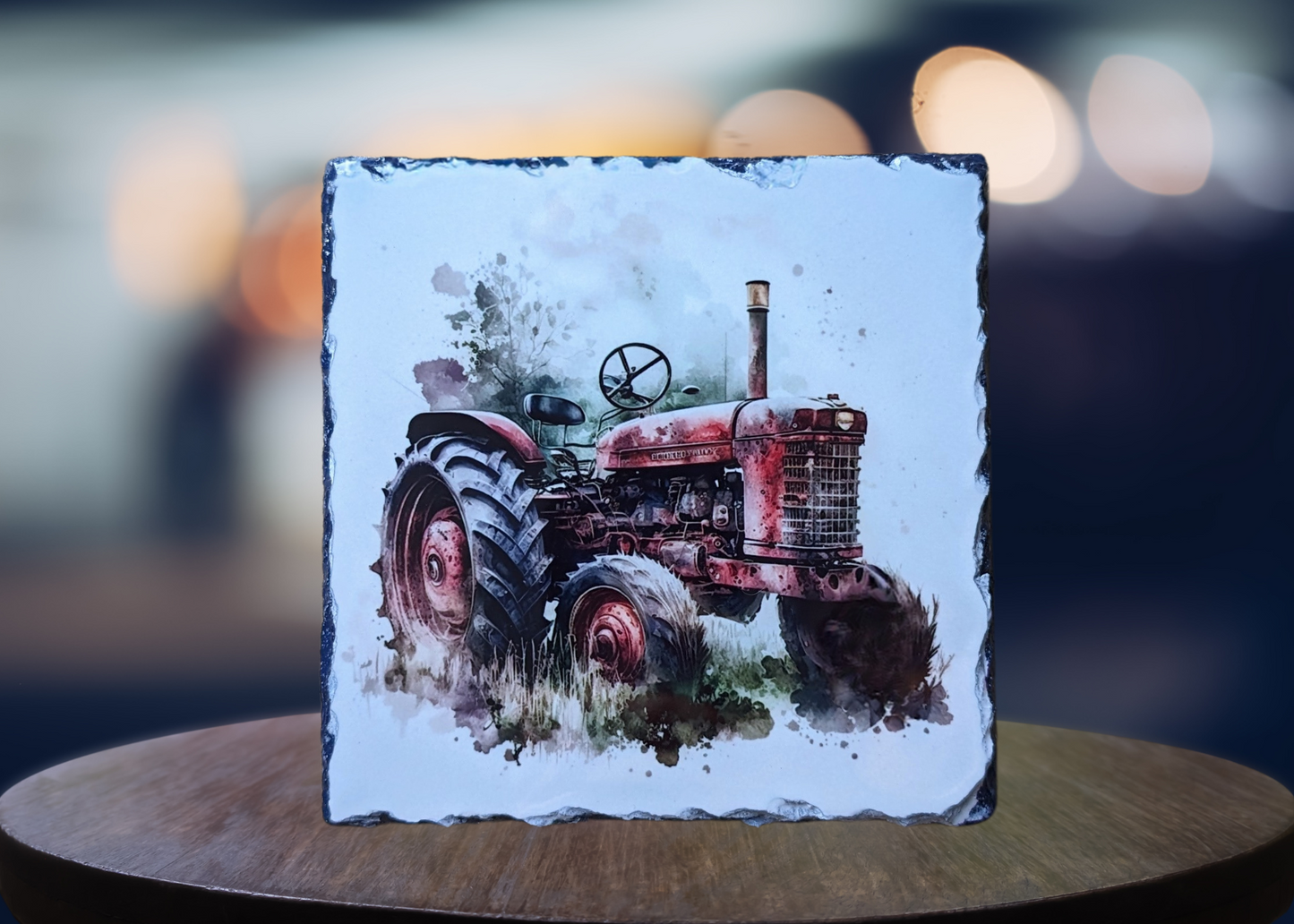 Red Tractor Slate Art