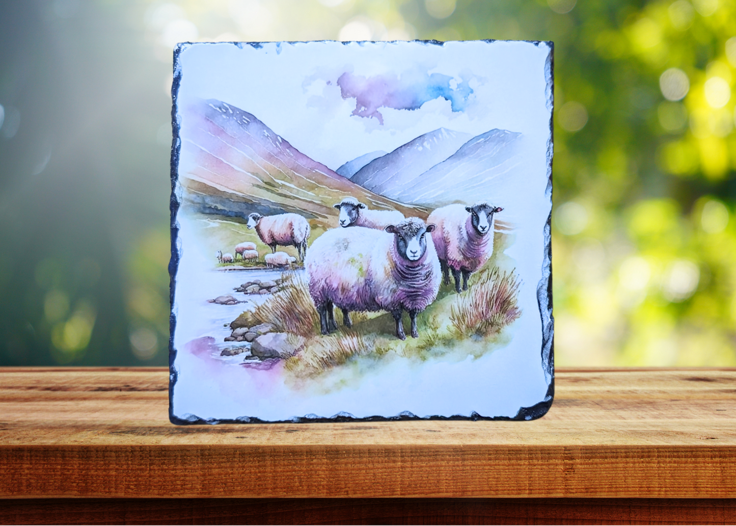 Watercolour Sheep Slate Art