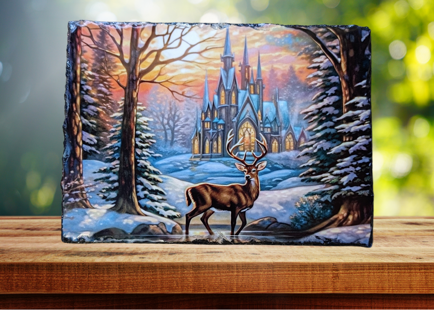 Castle Stag Landscape Slate Art