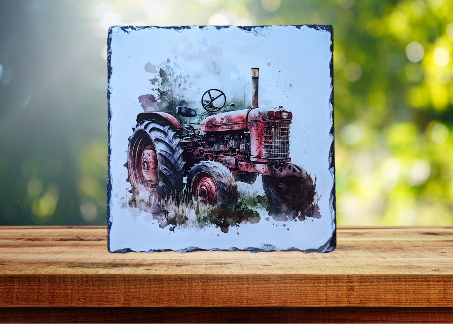 Red Tractor Slate Art