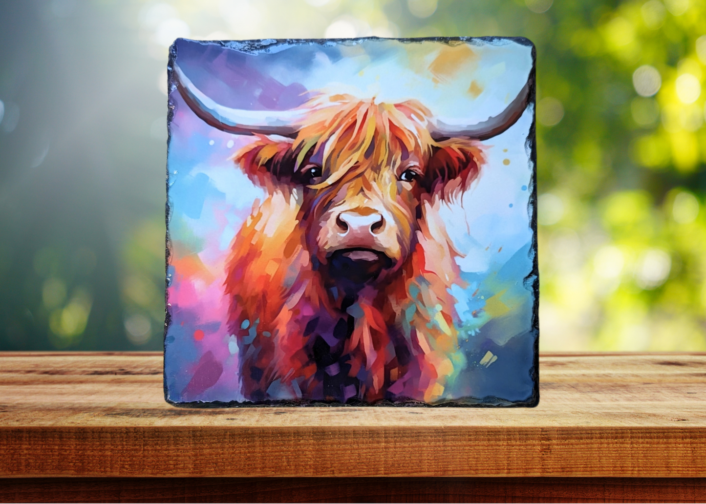 Watercolour Cow Slate Art