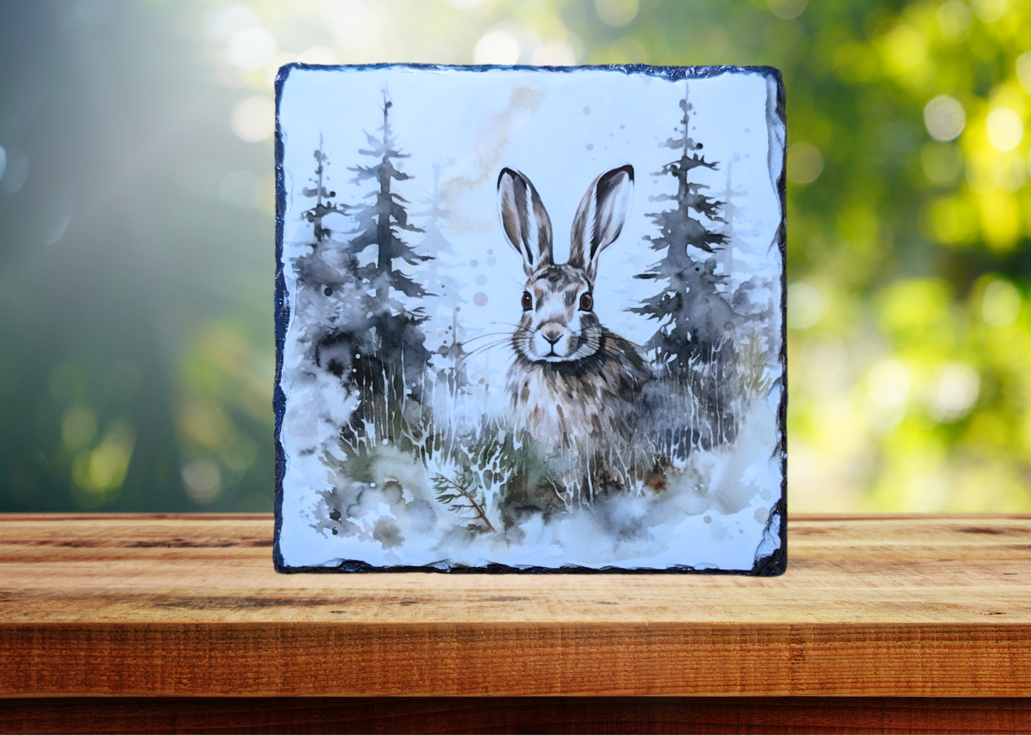 Hare In Woods Slate Art