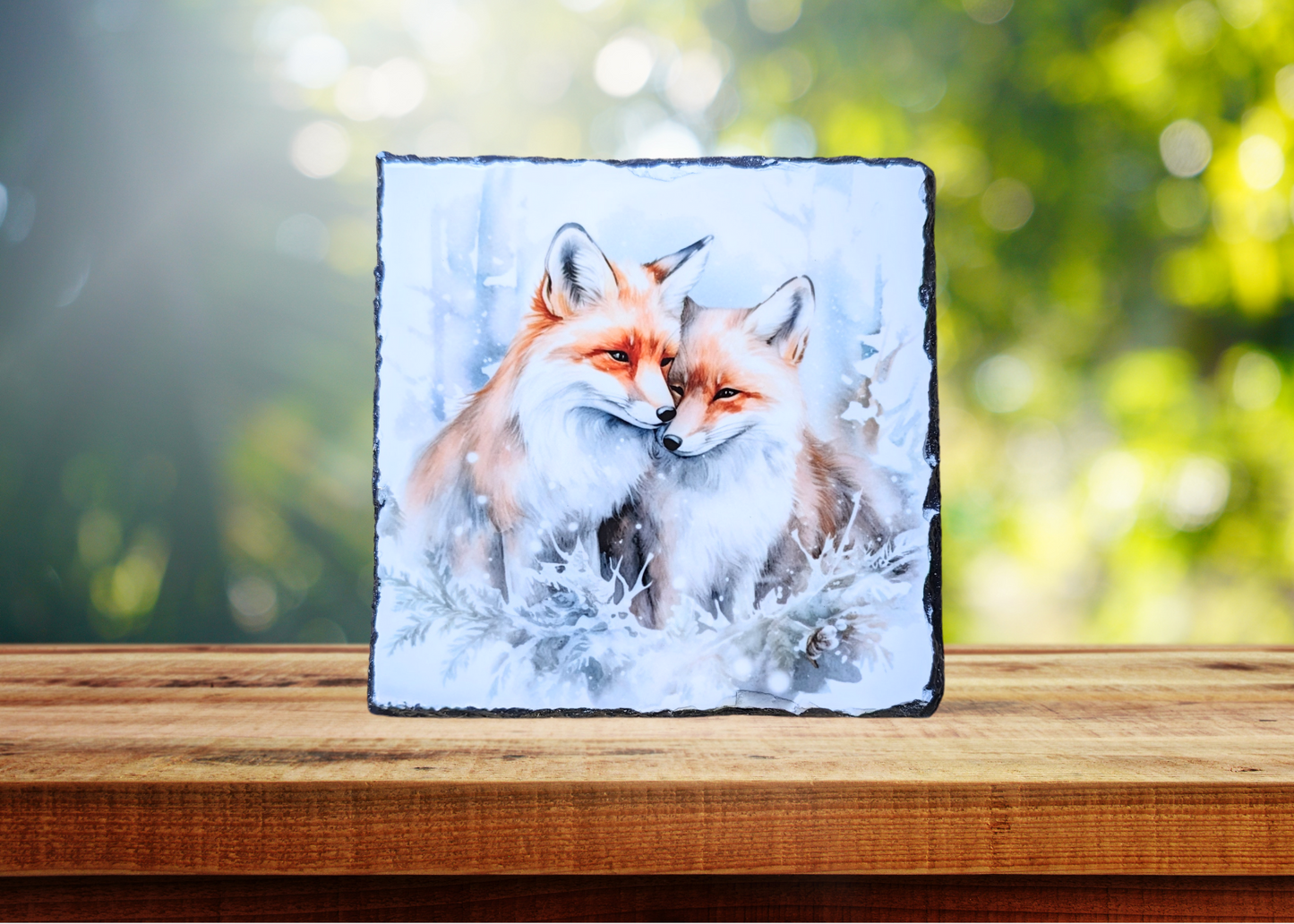 Foxes Slate Art