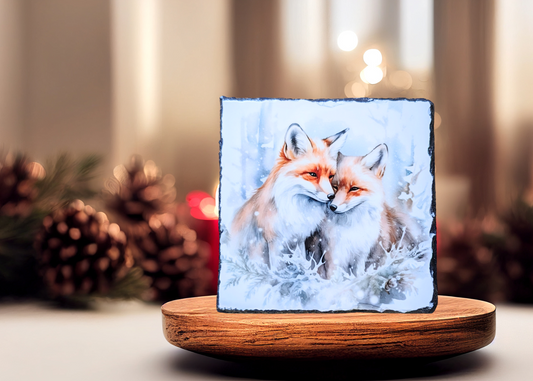 Foxes Slate Art