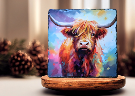 Watercolour Cow Slate Art