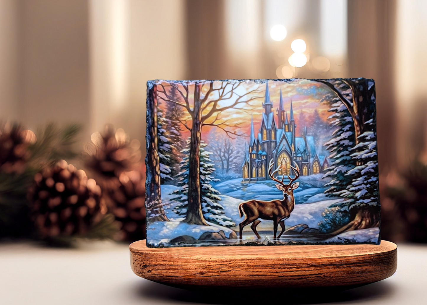 Castle Stag Landscape Slate Art