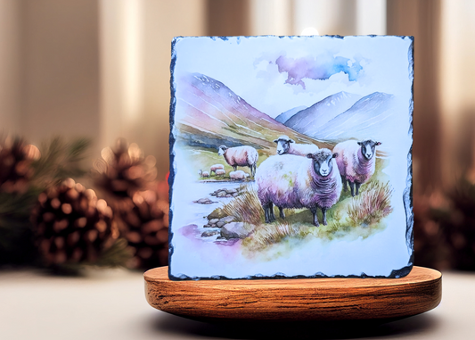 Watercolour Sheep Slate Art