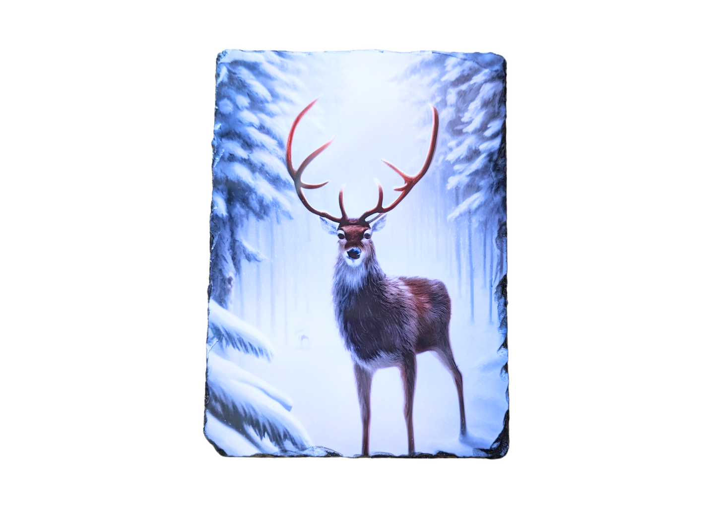 Deer In Snow Slate Art