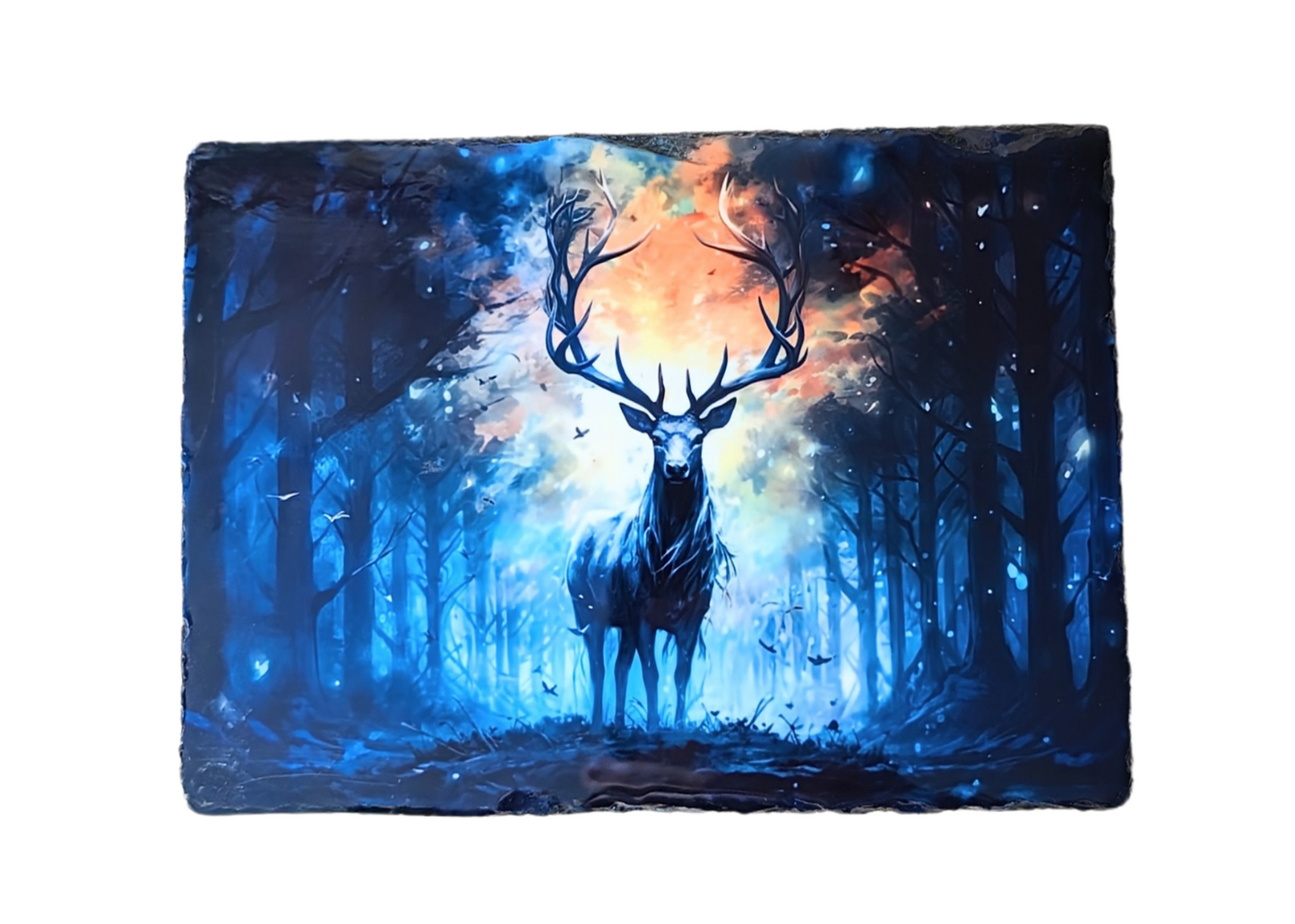 Magical Blue And Yellow Stag Slate Art