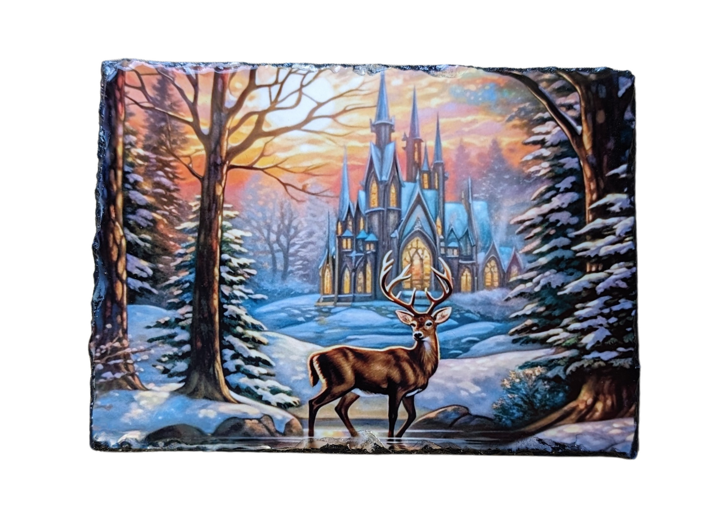 Castle Stag Landscape Slate Art