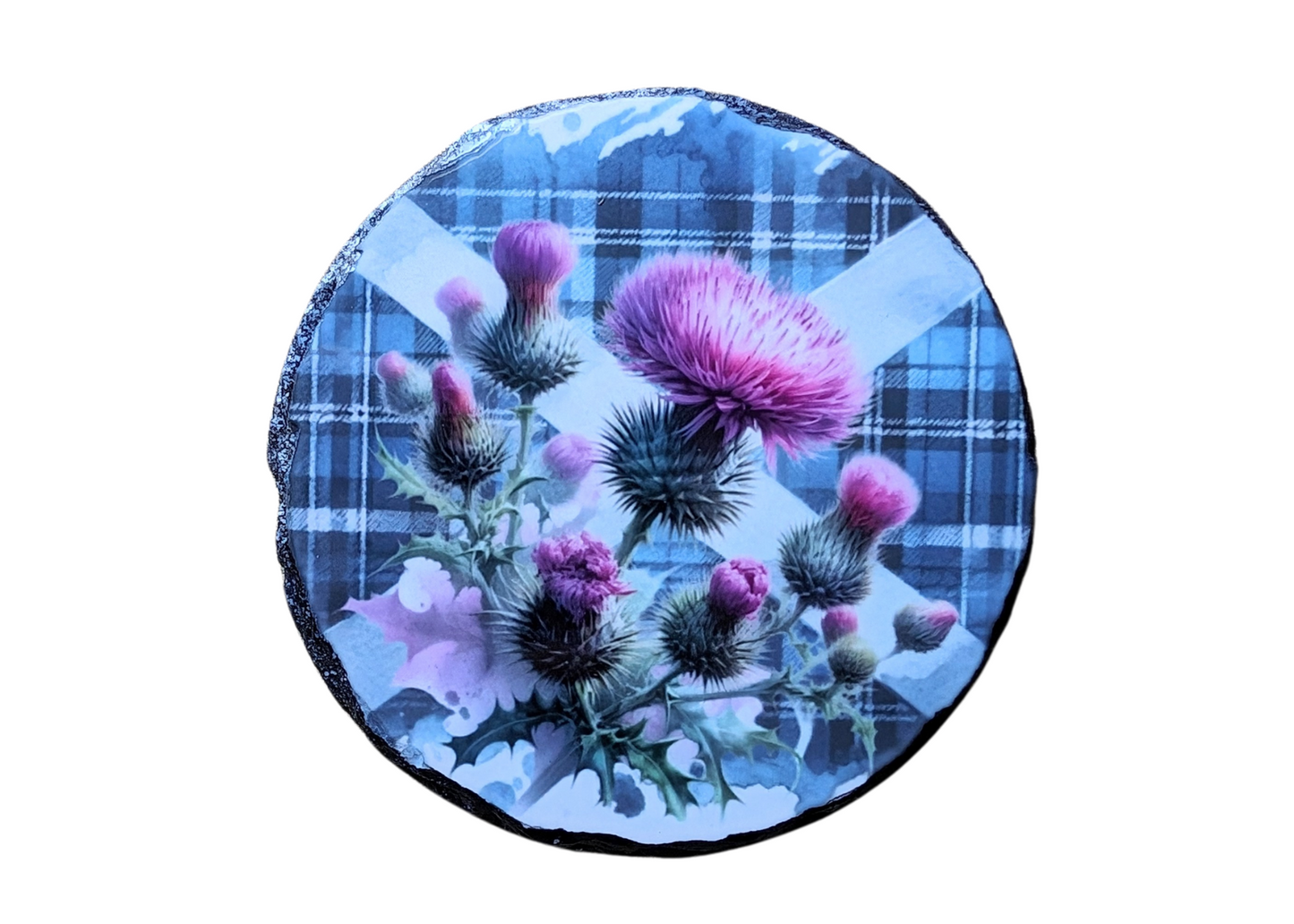 Thistle Round Slate Coaster